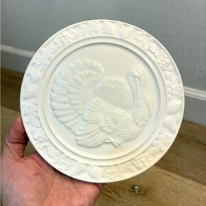Vintage Century White Embossed Turkey Plate Japan Thanksgiving Decor